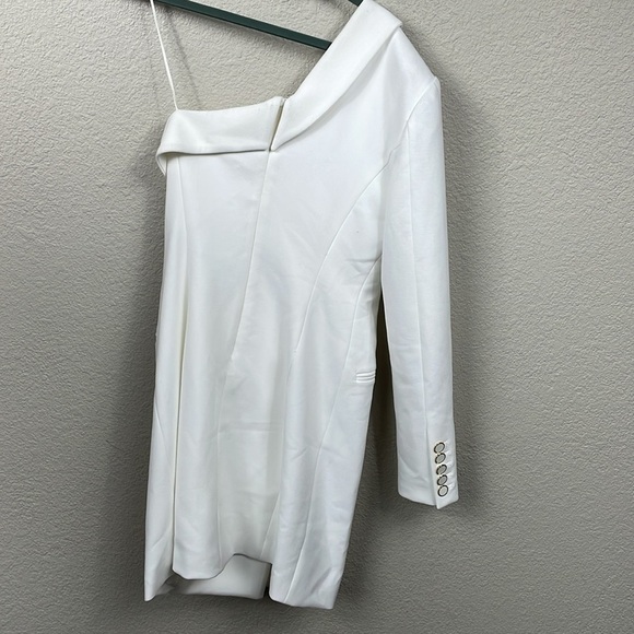 New Veronica Beard Middleton One Shoulder Blazer Mini Dress White Sz 2 - Picture 6 of 16
